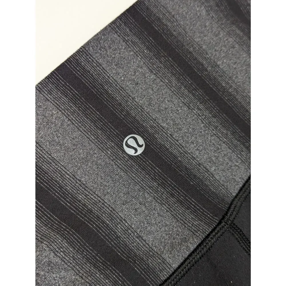 Lululemon Wunder Under Crop II Legging Luon Roll Down Black Capilano Stripe Coal